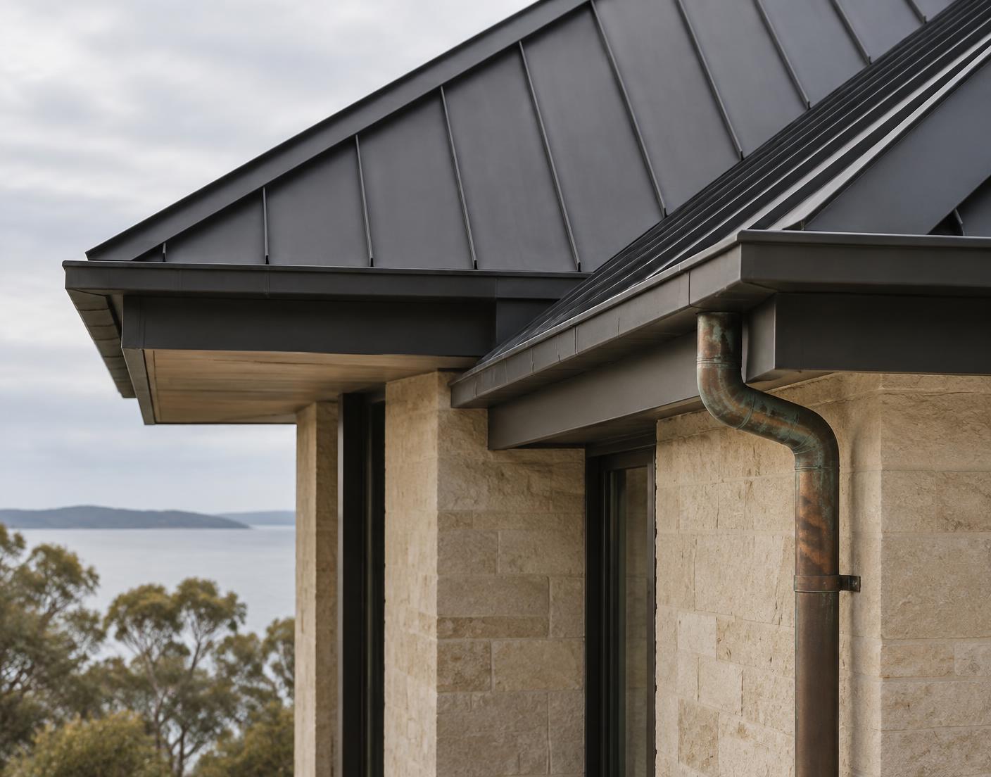 Illustrative study of a folded metal roof edge
